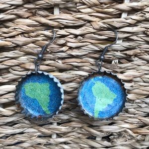 Homemade bottle cap earrings